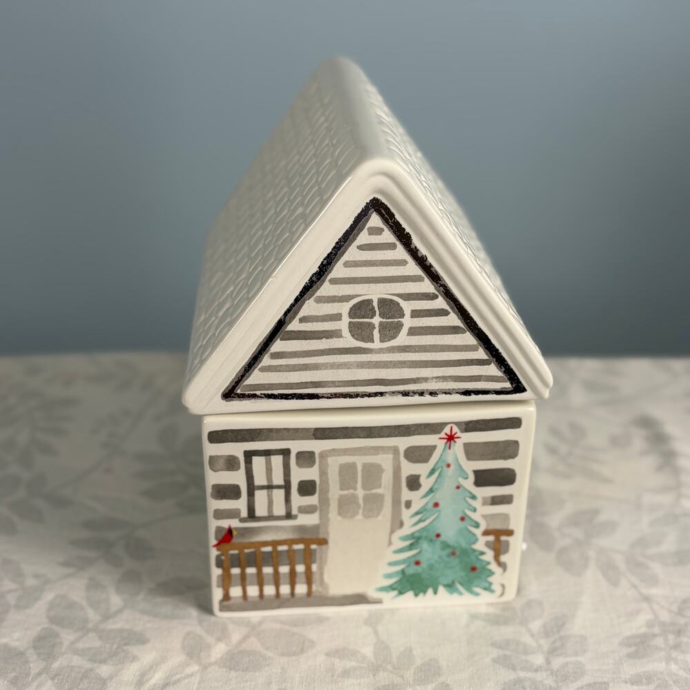 Lenox Balsam Lane Cabin Cookie Jar SKU 890755 Christmas Holiday Collectible